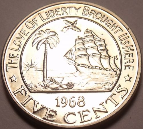 Rare Proof Liberia 1968 5 Cents~Only 14,396 Minted~Elephant Coin~Free Ship