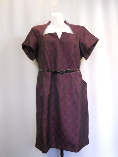 Shelby & Palmer Sheath Dress Plus Size 24W Violet Short Sleeves Square Neck