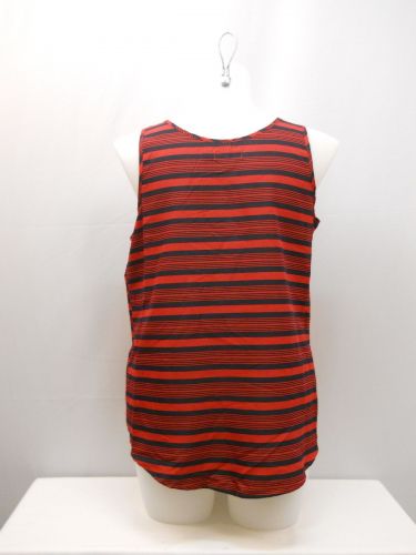 SIZE XL Womens Woven Tank Top FADED GLORY Red Navy Striped Scoop Neck Sleeveles