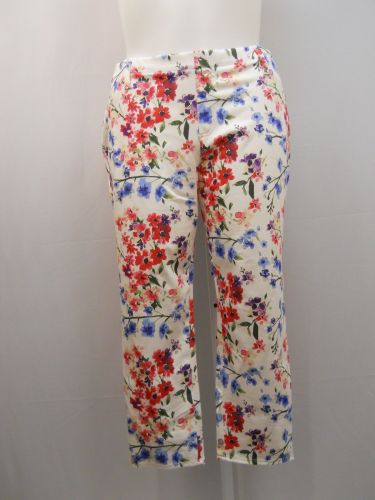 SIZE 20 XXL Womens Capri Jeggings FADED GLORY White Floral Mid Rise Back Pockets