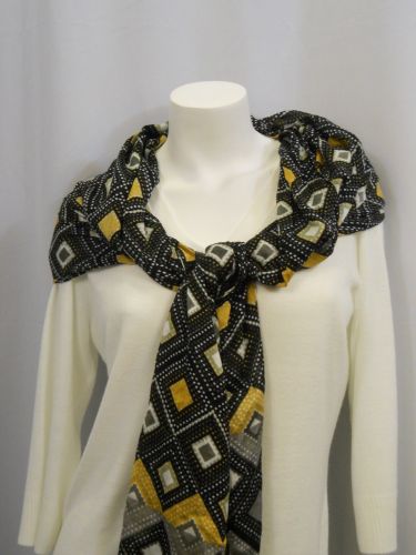 18 Collectioneighteen Black Geometric Stole Shawl Wrap Scarf 76”X 27”