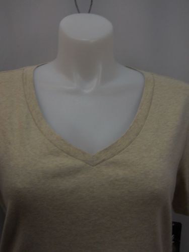 Style & Co BasicT-Shirt Plus Size 2X Solid Beige Short Sleeves 100% Cotton