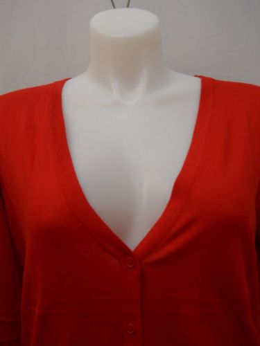 Womens Knit Cardigan Size 20 FADED GLORY Solid Red Boyfriend Cut Long Sleeves