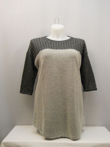 Style & Co Studded 3/4 Sleeves Scoop Neck Textured Knit Tunic Top Size 0X