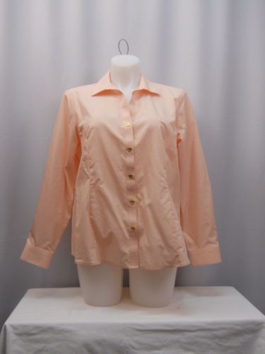 PLUS SIZE 18W Button Shirt JONES NEW YORK Coral Blush Long Sleeves Collar Neck