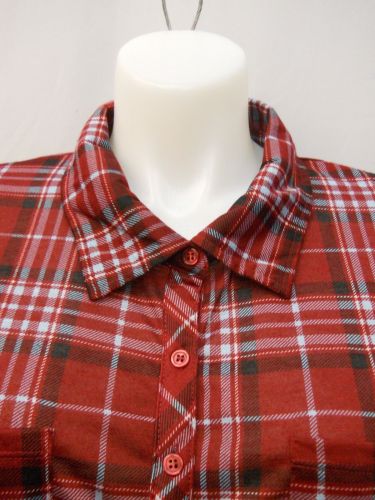 PLUS SIZE 3X Womens Button Down Shirt DEREK HEART Wine Plaid Long Sleeve Collar