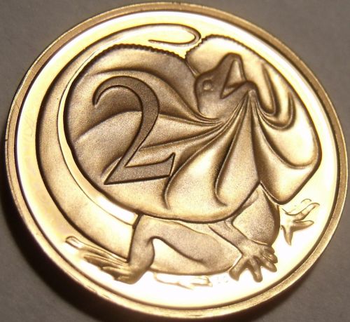 Cameo Proof Australia 1981 2 Cents~Only 86,000 Minted~Frill-necked lizard~Fr/Shi