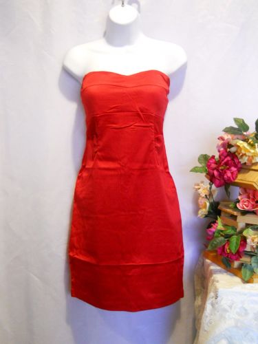 SIZE M Clubwear Party Dress BODY CENTRAL Red Strapless Zip Fitted A-Line Ruched