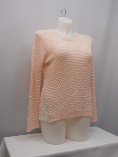 No Boundaries Women’s Sweater Size XL Crochet Lace Sides Long Sleeves Pink Blush