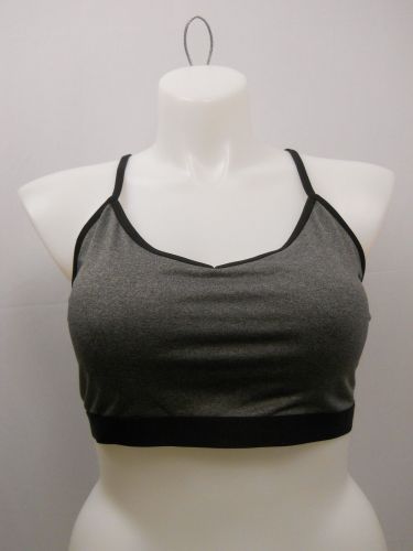 BRA XXL Women Sport Bra DANSKIN Grey Racer Back Performance Fit Moisture Wicking