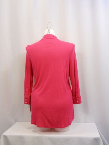 INC Pink 3/4 Sleeves Button Ruched Front Top Plus Size 1X-2X