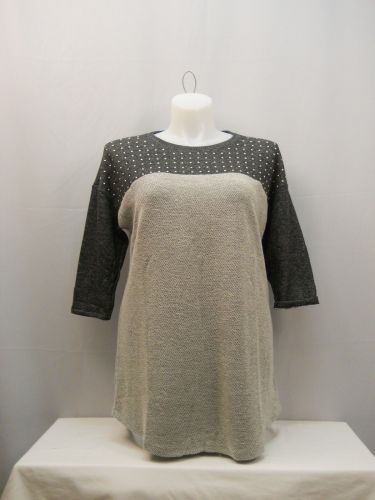 Style & Co Studded 3/4 Sleeves Scoop Neck Textured Knit Tunic Top Size 0X