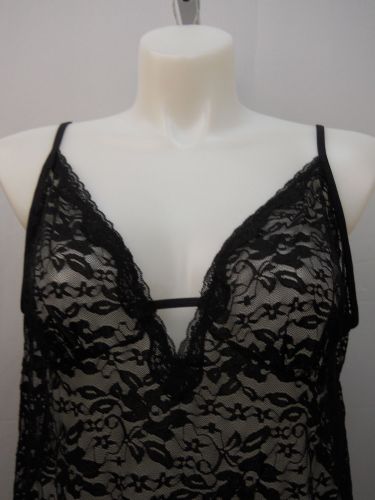 Secret Treasures Women’s Floral Lace Chemise Size 3X 22-24 Solid Black Sheer