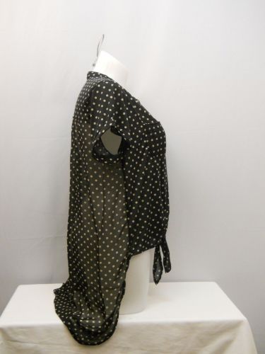 PLUS SIZE 1X 14W 16W Womens Top FRENCH LAUNDRY Polka Dot Hi Lo Hem Short Sleeve