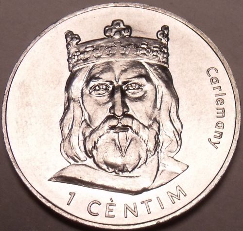 Large Gem Choice Unc Andorra 2002 1 Centim~Charlemagne~Free Shipping