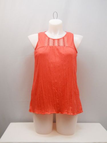 SIZE L Womens Peasant Tank Top Solid Coral FADED GLORY Sleeveless Pullover