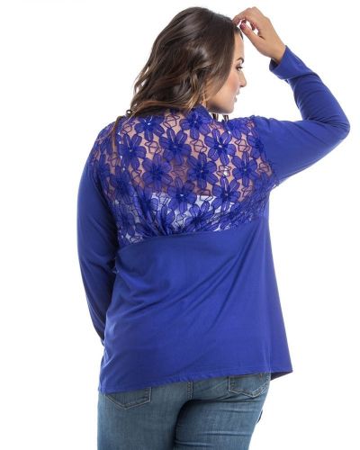 Roman Women’s Cardigan Plus Size 1X-3X Wrap Thin Knit Blue Back Lace Long Sleeve