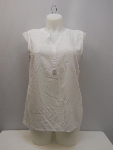 SIZE 20 XXL Womens Woven Top FADED GLORY Solid White Y Neck Sleeveless Pullover