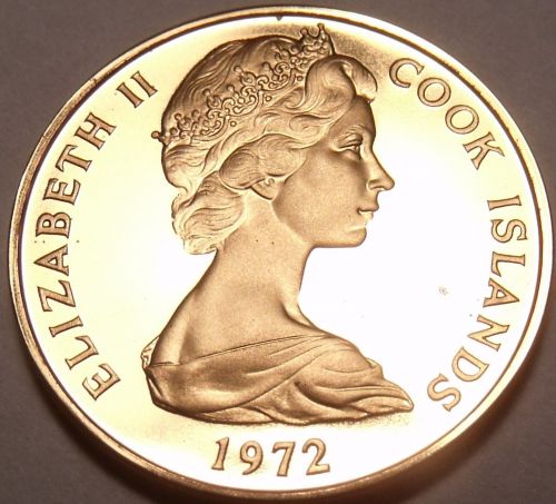 Cameo Proof Cook Islands 1972 Cent~Only 17,000 Minted~Taro Leaf~Free Shipping