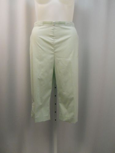 Alfred Dunner Women's Capris Size 20 Mint Green Checked Elastic Back Side Pocket