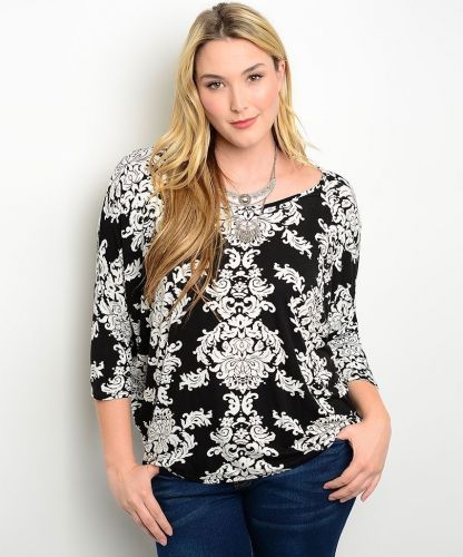 Zenobia Paisley Multi-Color Scoop Neck Dolman Sleeves Knit Top Size 1XL-3XL