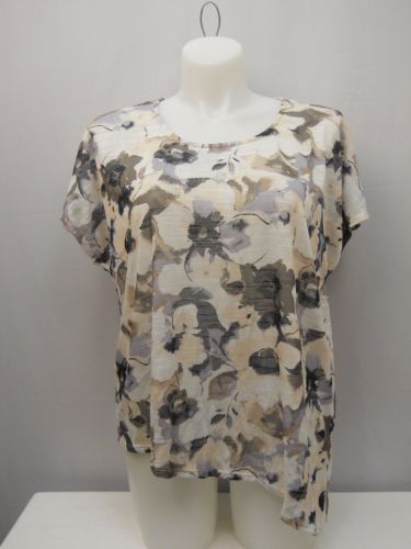 PLUS SIZE 2X Asymmetrical Knit Top FADED GLORY Floral Scoop Neck Dolman Sleeves