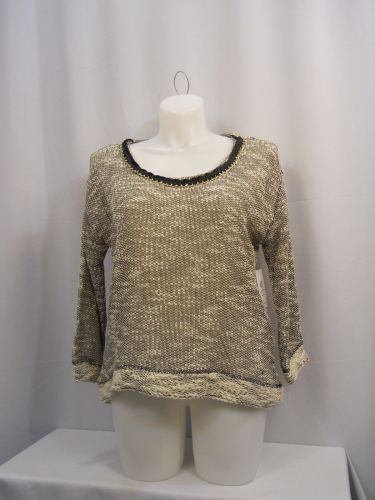 Jessica Simpson Women's Sweater Plus Size 1X Gray 3/4 Sleeves Scoop Neck Thin