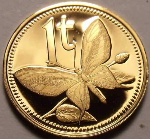 Rare Proof Papua New Guinea 1976 Toea~Butterfly~Only 16,000 Minted~Free Shipping