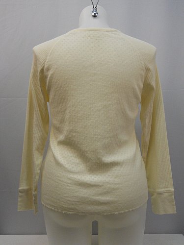 Womens T-Shirt Size XL FADED GLORY Ivory Long Sleeve Scoop Neck Snap Closure