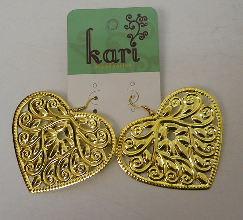 Women Earrings Drop Dangle Metal Gold Tone Hearts Fashion KARI Hook