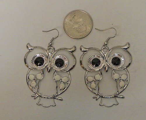 Women Drop Dangle Fashion Earrings Owls Silver Tones FASHION JEWELRY Hook