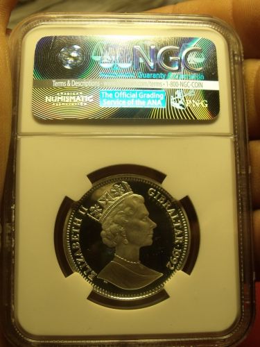 Gibraltar 1992 Silver 14 Ecus 10 Pounds NGC PF-69 UC~Knight Jumping Left~Highest