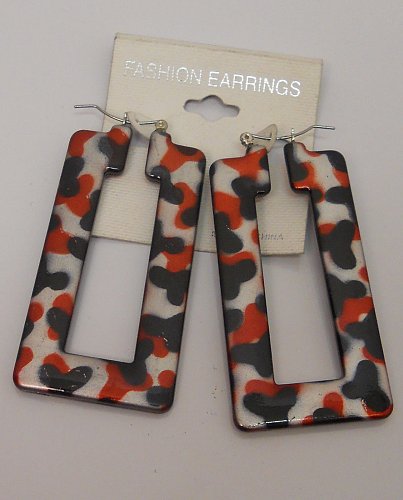 Women Square Hoop Earrings Multi Color Leverback Fasteners FASHION EARRINGS