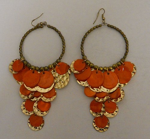 Women Fashion Drop Dangle Earrings Orange Beads Unbranded Hook Fasteners