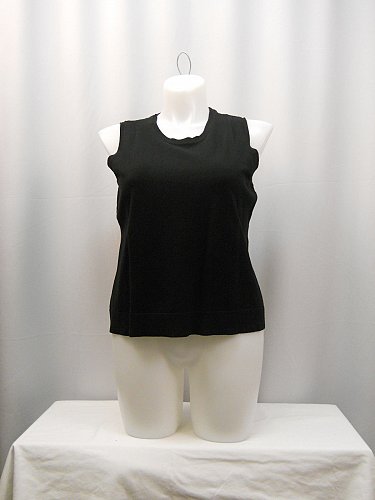 Women Knit Top CHARTER CLUB PLUS SIZE 1X Solid Black Sleeveless Scoop Neck