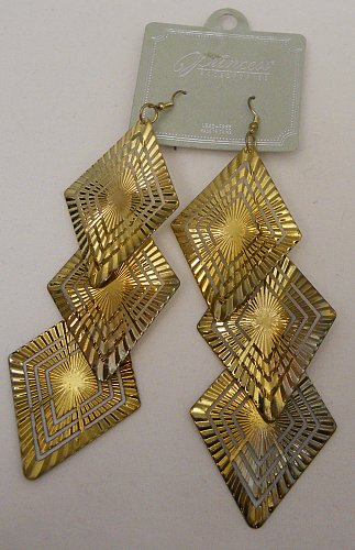 Womens Fashion Earrings Metal Drop Dangle Gold Tones PRINCESS Hooks