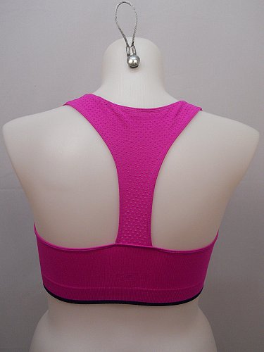 BRA 2XL Women Sports Bra DANSKIN Solid Pink Seamless Breathable T-Back Low Impac