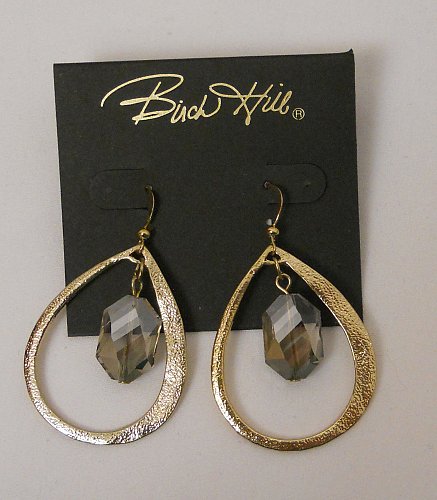Women Fashion Drop Dangle Earrings Gold Teardrops Crystal Center BIRCH HILL Hook