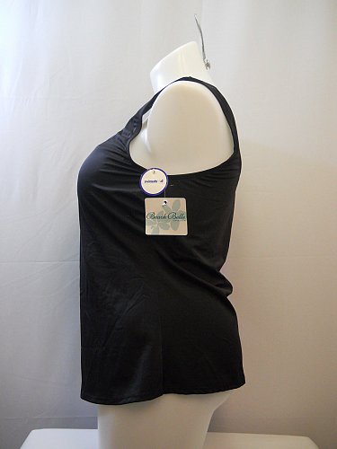 SIZE 20 Women Tankini Swim Top BEACH BELLE Black Classic Scoop Neck Full Bust Su