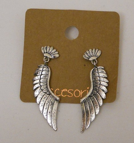 Unisex Fashion Drop Dangle Earrings Silver Tones Eagle Wings UNBRANDED Pushback