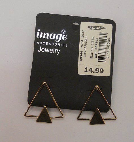 Women Stud Earrings Triangles Gold Tones Push Back Fasteners Fashion