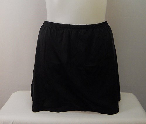 PLUS SIZE 24 Women Swim Skirt SWIM365 Solid Black Attached Brief Stretch Fabric