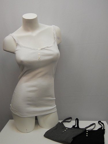 Womens Tank Top 3PKG SIZE M NO BOUNDARIES Solid White Gray Black Lace Trim Pullo