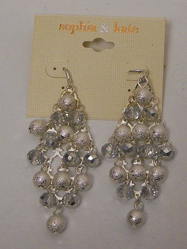 Women Fashion Earrings Drop Dangle Silver Beads SOPHIA & KATE Hook