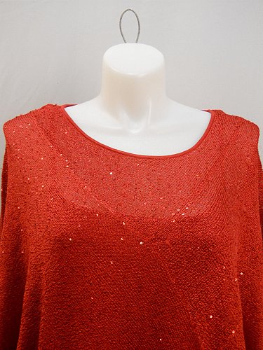 Women 2Pc Tank Sweater Plus Size 3X ALFANI Red Sequin Scoop Neck Batwing Sleeves