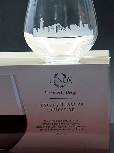 NY Skyline Lenox Simply red Tumiler glass 4 pieces