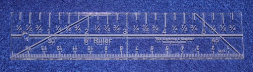 6" Ruler with Imperial/ Metric markings. Acrylic ~1/4" thick. Quilting/Sewing