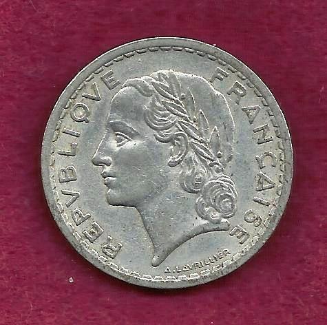 FRANCE French 5 FRANCS 1949 COIN WWII ERA Currency