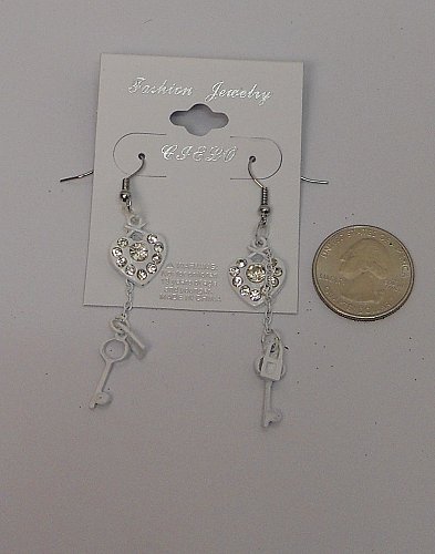 Women Earrings Fashion Drop Dangle White Hearts Rhinestones Hook Fasteners FASHI