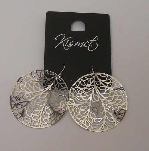 Women Fashion Drop Dangle Leaf Earrings Metal Silver Tones Hook Fasteners KISMET